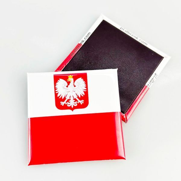 Souvenir magnet 50x50 mm Polish Flag with coat of arms 7054 photo