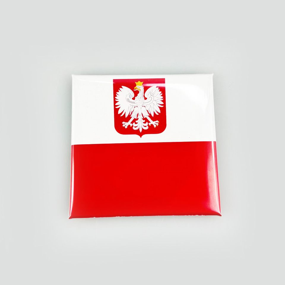 Souvenir magnet 50x50 mm Polish Flag with coat of arms Souvenir magnet 50x50 mm Polish Flag with coat of arms